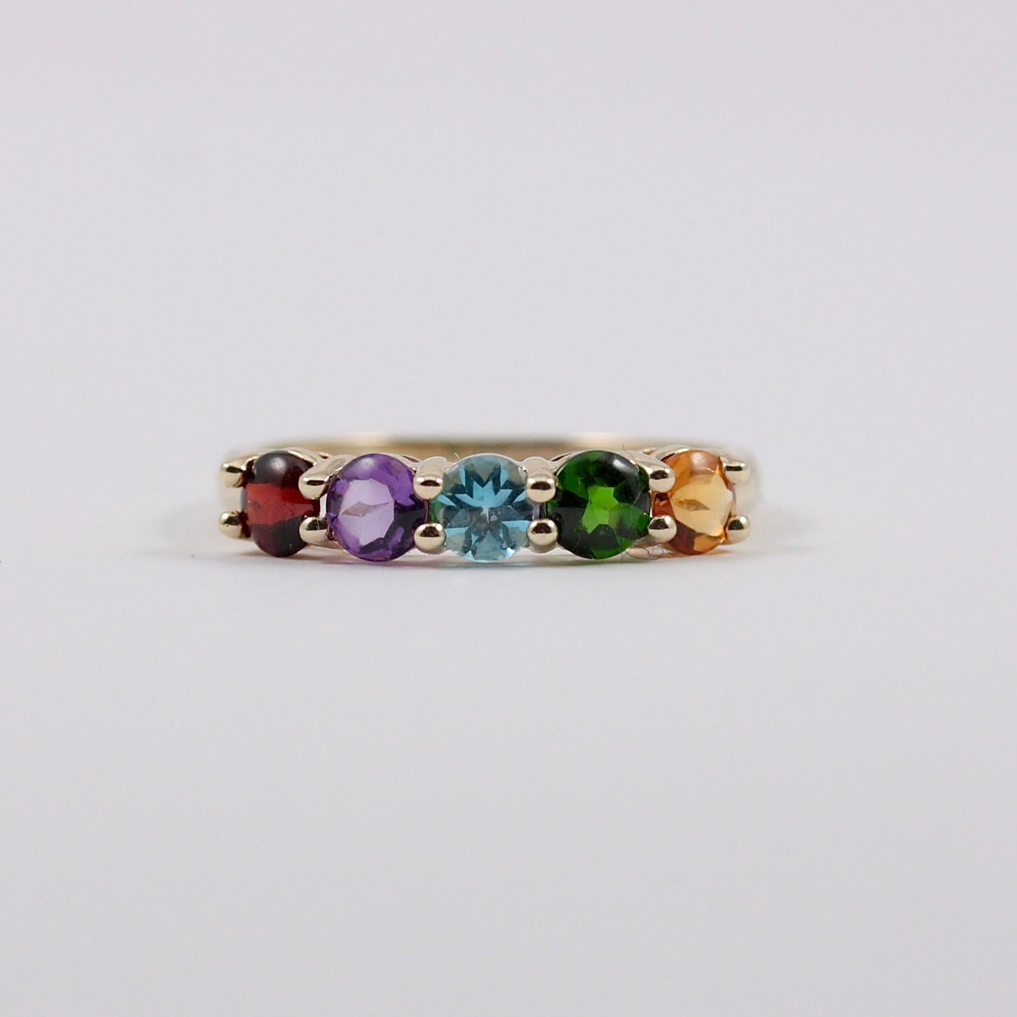 Pre-owned 9ct Gold Rainbow Gemstone 5 Stone Ring