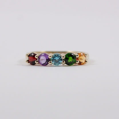 Pre-owned 9ct Gold Rainbow Gemstone 5 Stone Ring