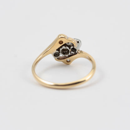 Vintage 18ct Gold and Platinum Diamond Crossover Ring