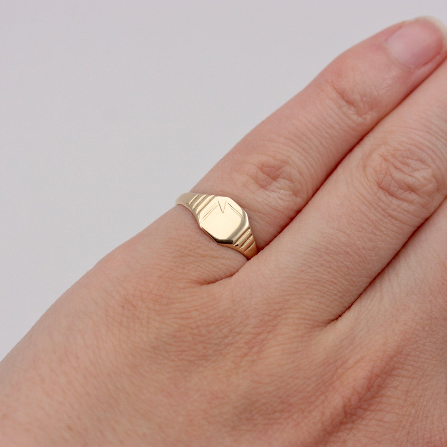 Vintage 9ct Gold Square Signet Ring, Small