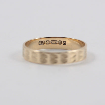 Vintage 9ct Gold Textured Band Ring, 1978