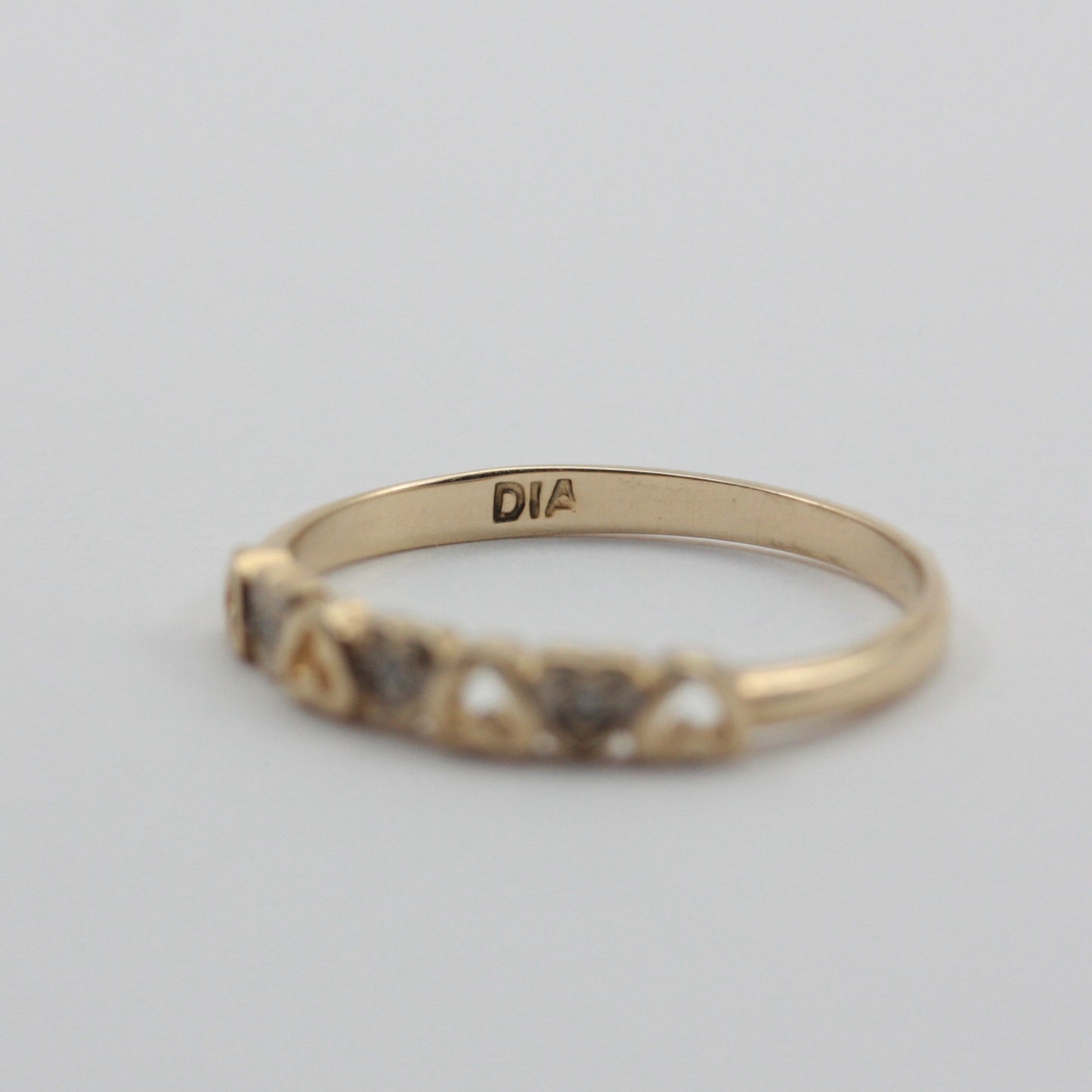 Vintage 9ct Gold and Diamond Heart Band Ring, 1980s