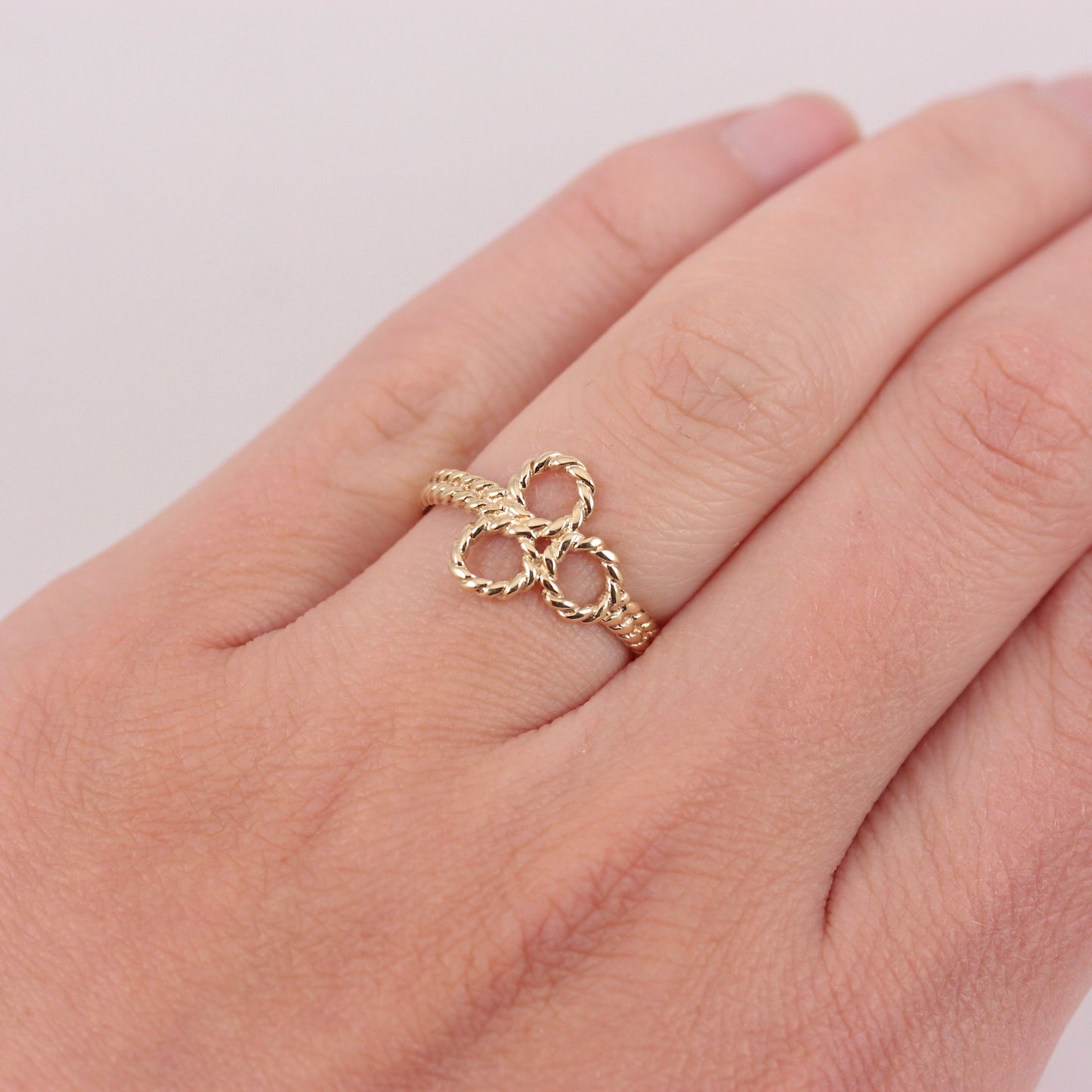 Vintage 9ct Gold Rope Trefoil Ring, 1978