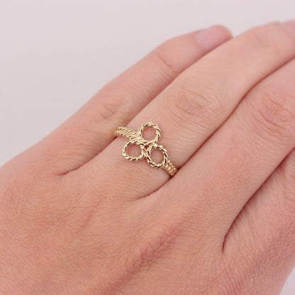 Vintage 9ct Gold Rope Trefoil Ring, 1978