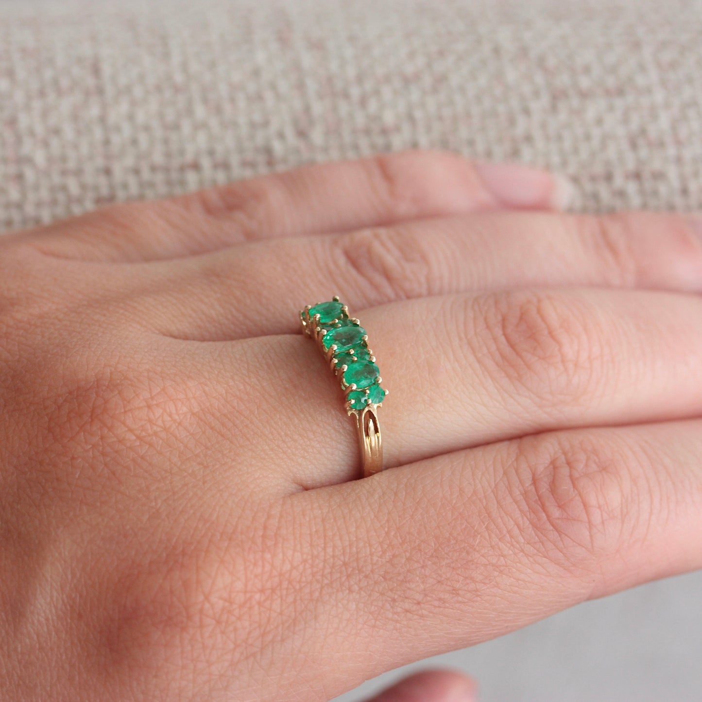 Vintage 9ct Yellow Gold Emerald Multi Stone Ring, 1999