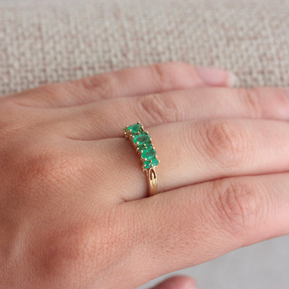 Vintage 9ct Yellow Gold Emerald Multi Stone Ring, 1999