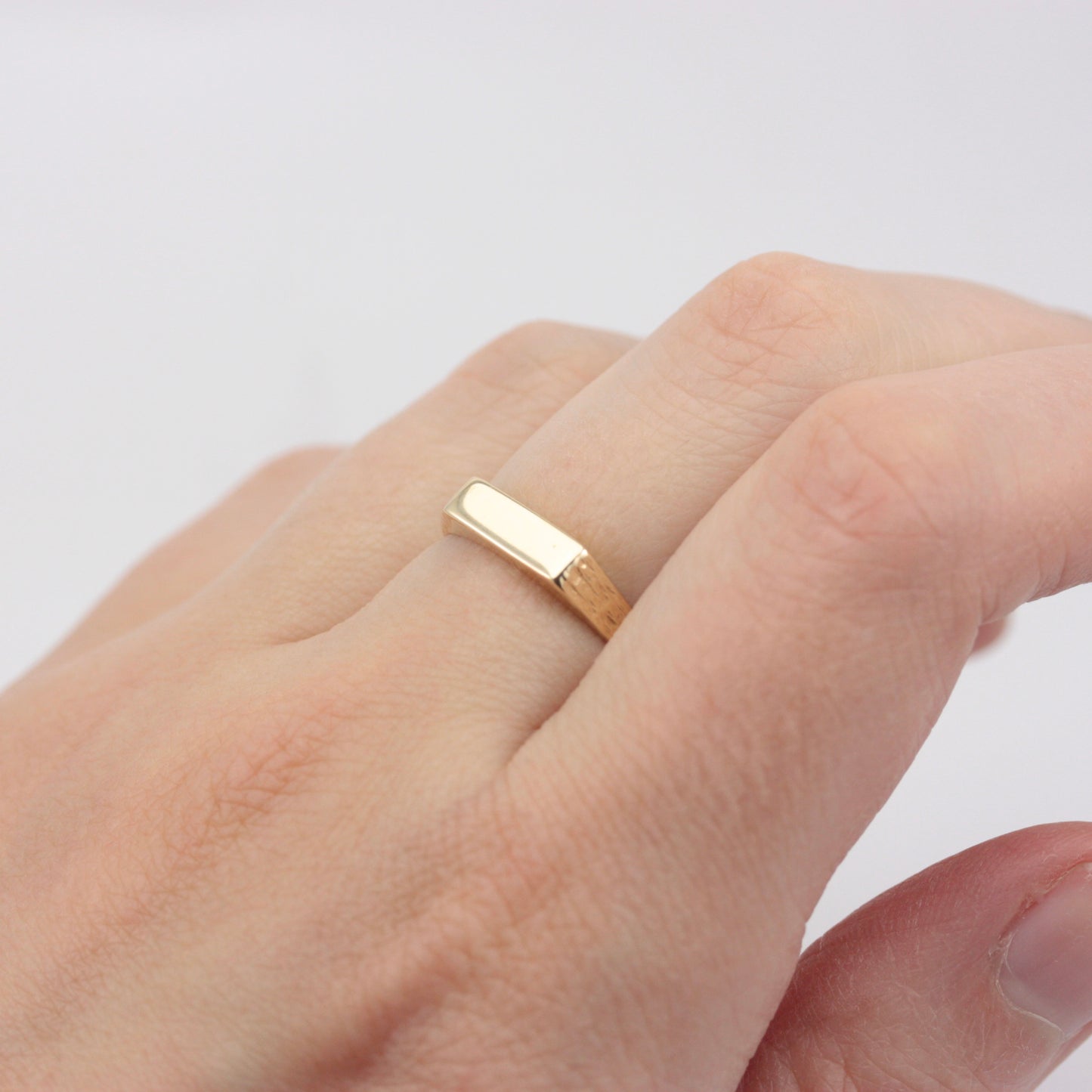 Vintage 9ct Gold Bar Signet Ring, 1981
