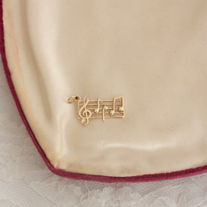 Vintage 9ct Gold Musical Notes Charm / Pendant, 1990