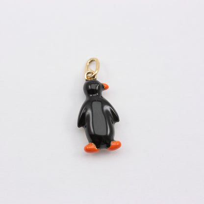 9ct Gold and Enamel Penguin Charm, Italy