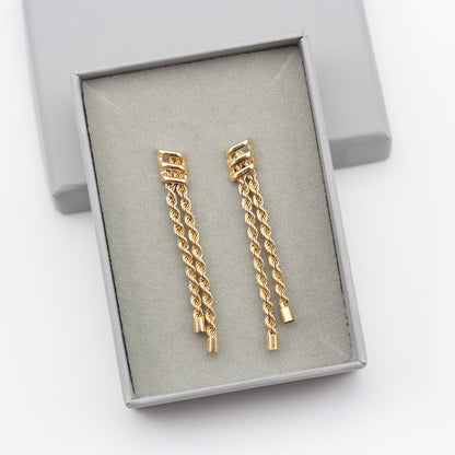 Vintage 9ct Gold Rope Chain Tassel Earrings