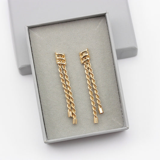 Vintage 9ct Gold Rope Chain Tassel Earrings