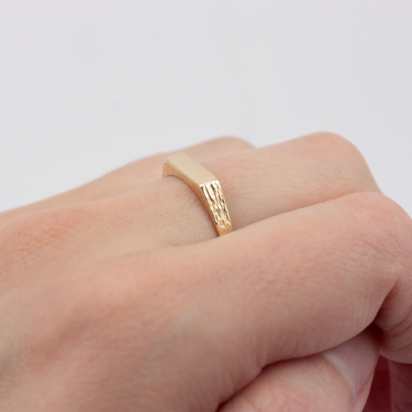 Vintage 9ct Gold Bar Signet Ring, 1981