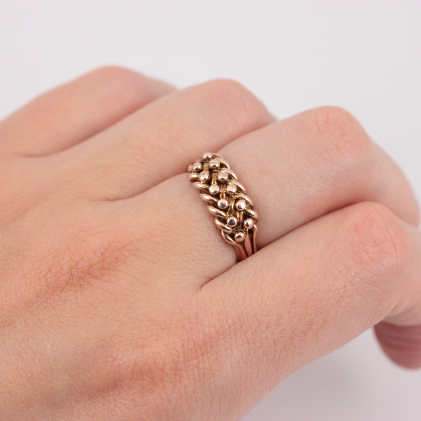 Antique 9ct Gold Two Row Keeper Ring, 1895