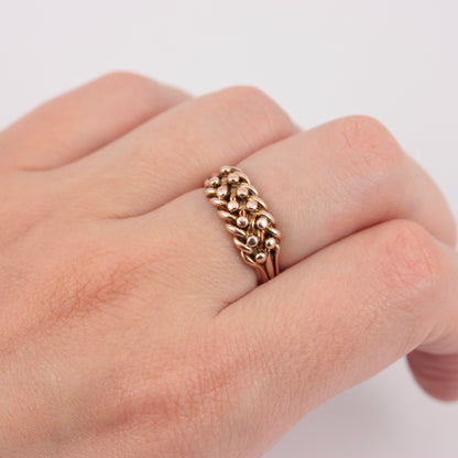 Antique 9ct Gold Two Row Keeper Ring, 1895