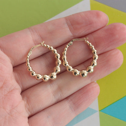Pre-owned 9ct Gold Bubble Hoop Earrings, Medium