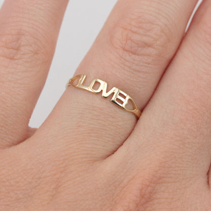 Dainty Vintage 9ct Gold 'LOVE' Ring