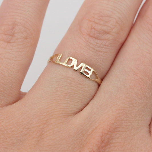 Dainty Vintage 9ct Gold 'LOVE' Ring