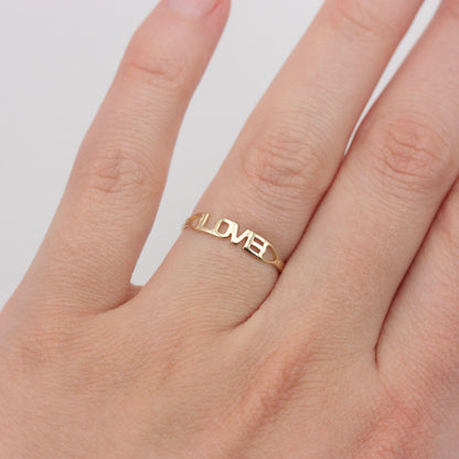 Dainty Vintage 9ct Gold 'LOVE' Ring