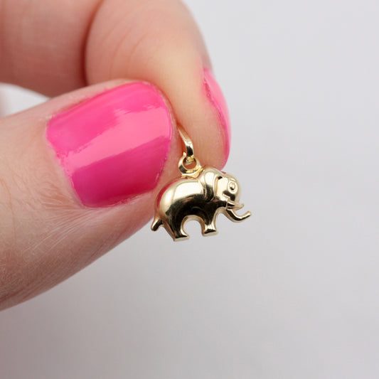 Tiny Puffy 9ct Gold Elephant Charm