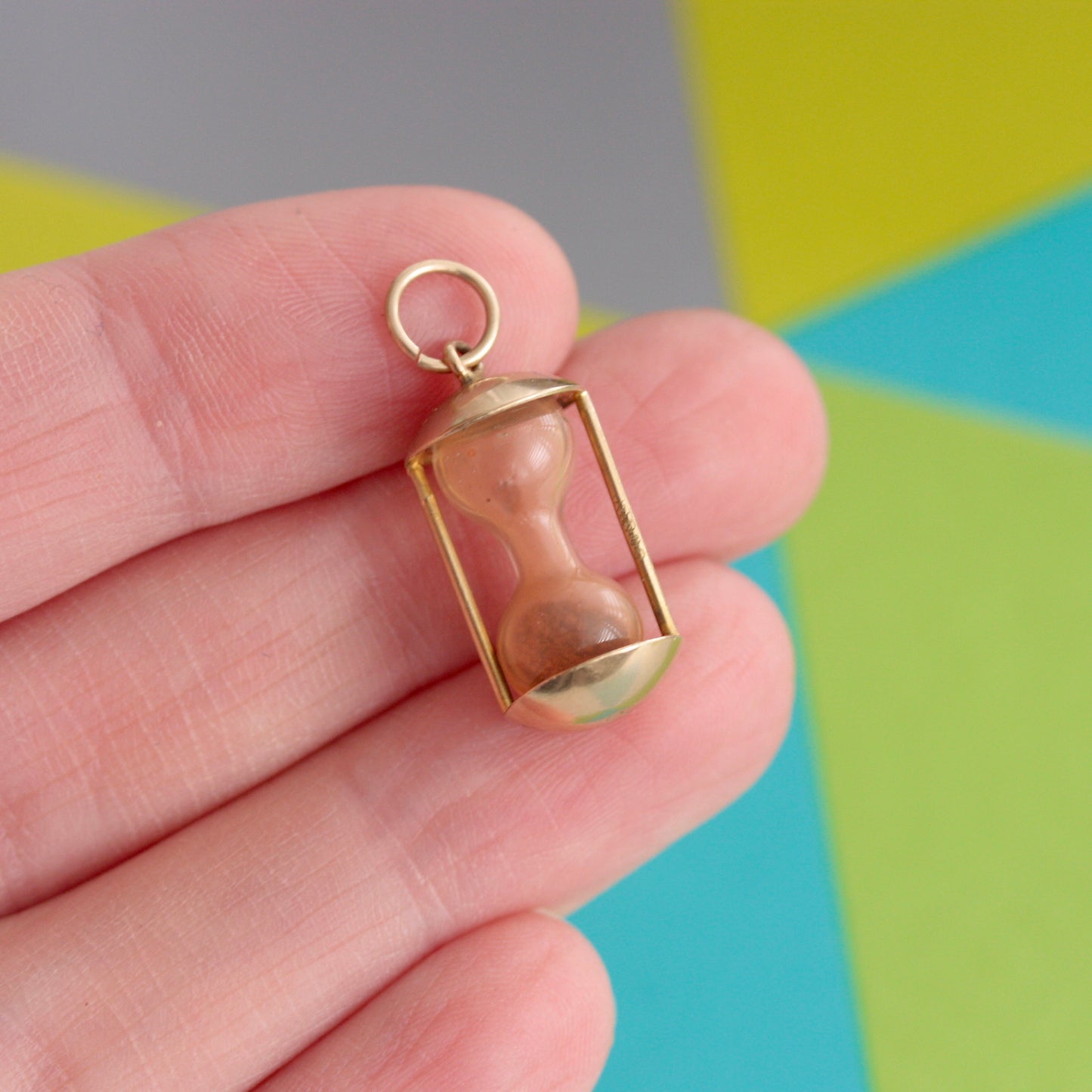 Vintage 9ct Gold Hourglass Sand Timer Charm, 1964