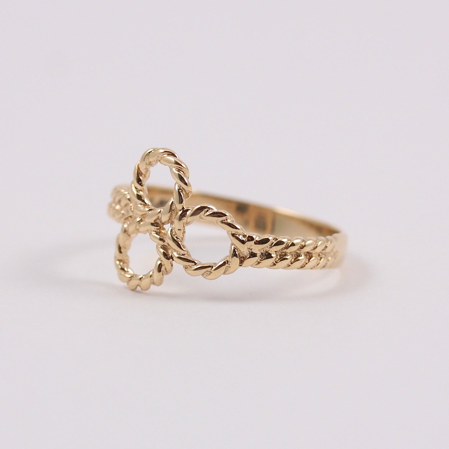 Vintage 9ct Gold Rope Trefoil Ring, 1978