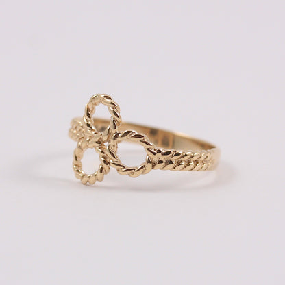 Vintage 9ct Gold Rope Trefoil Ring, 1978