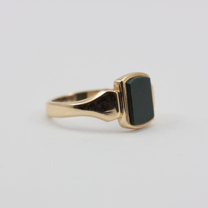 Vintage 9ct Gold Bloodstone Signet Ring, 1965