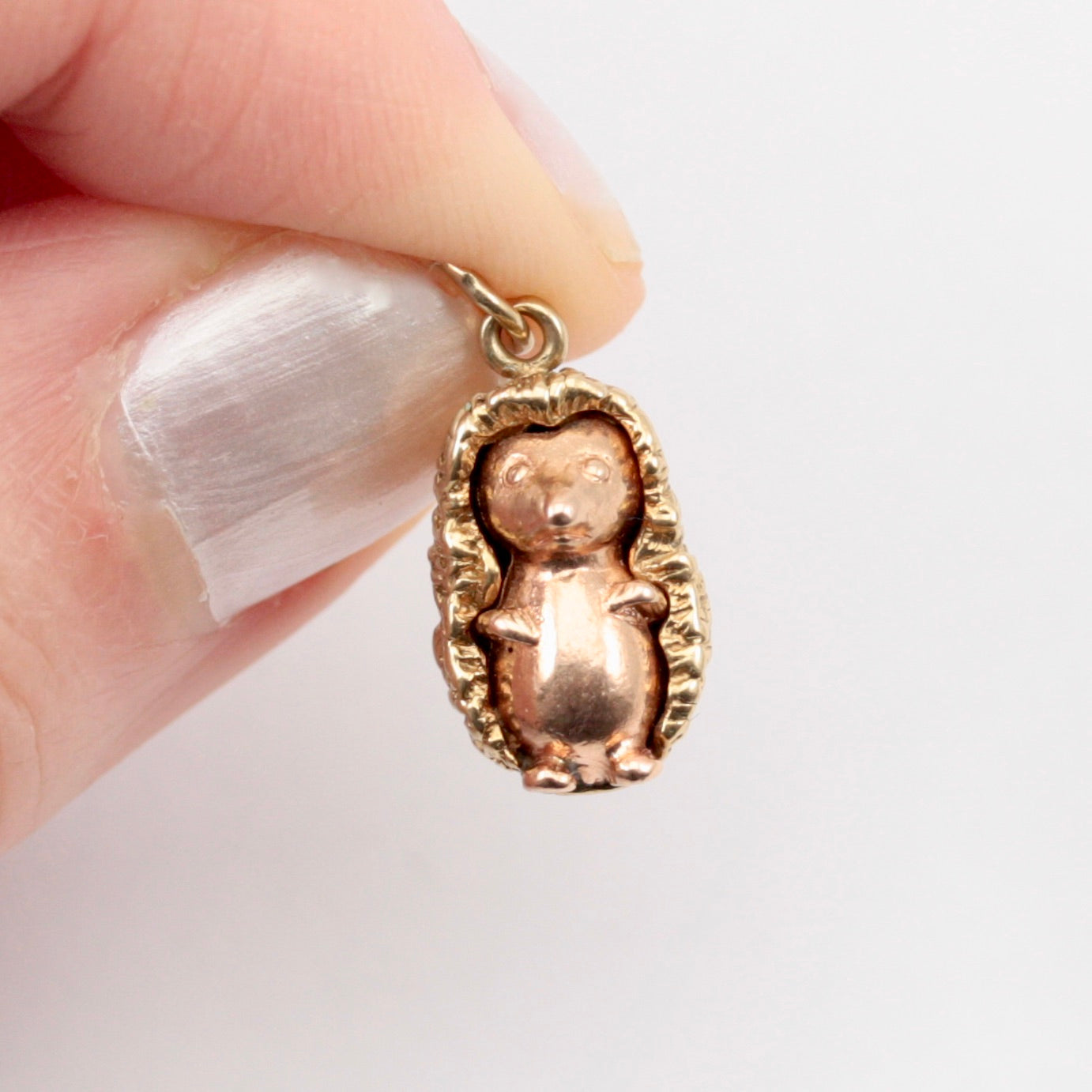 9ct yellow and rose gold hedgehog charm