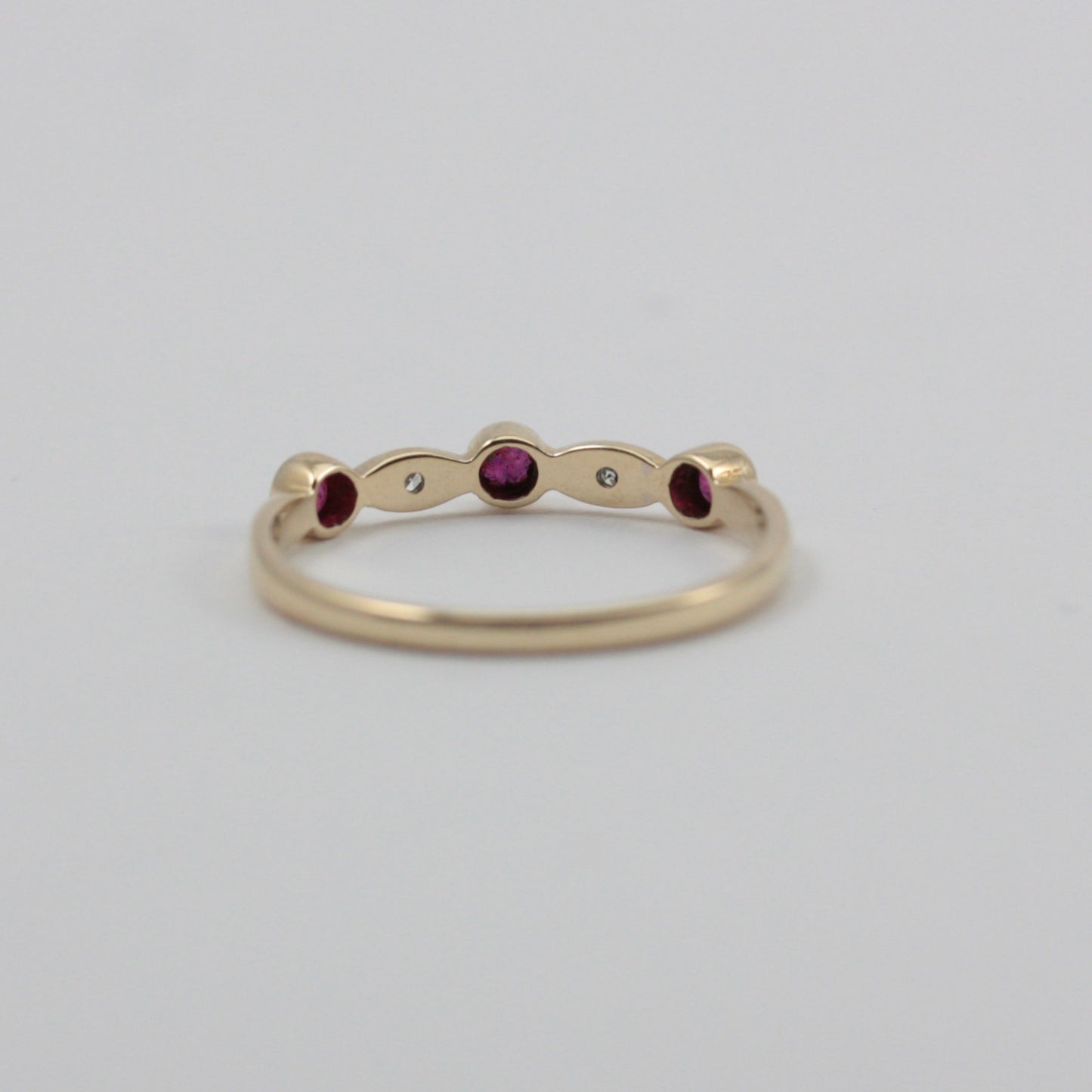 Pre-owned Dainty 9ct Gold Ruby and Diamond Band Ring