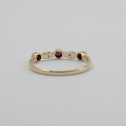 Pre-owned Dainty 9ct Gold Ruby and Diamond Band Ring