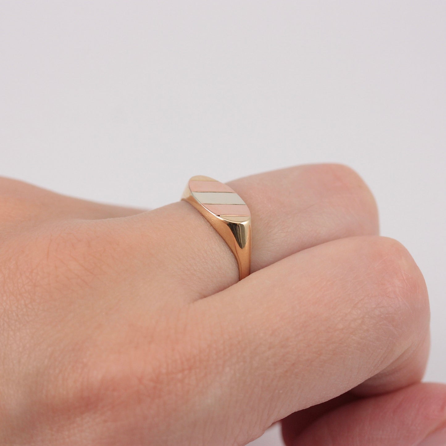 Vintage 9ct Three Colour Gold Signet Ring, 1988