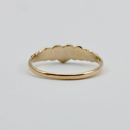 Dainty Vintage 9ct Gold Star Set Diamond Heart Ring, 1990