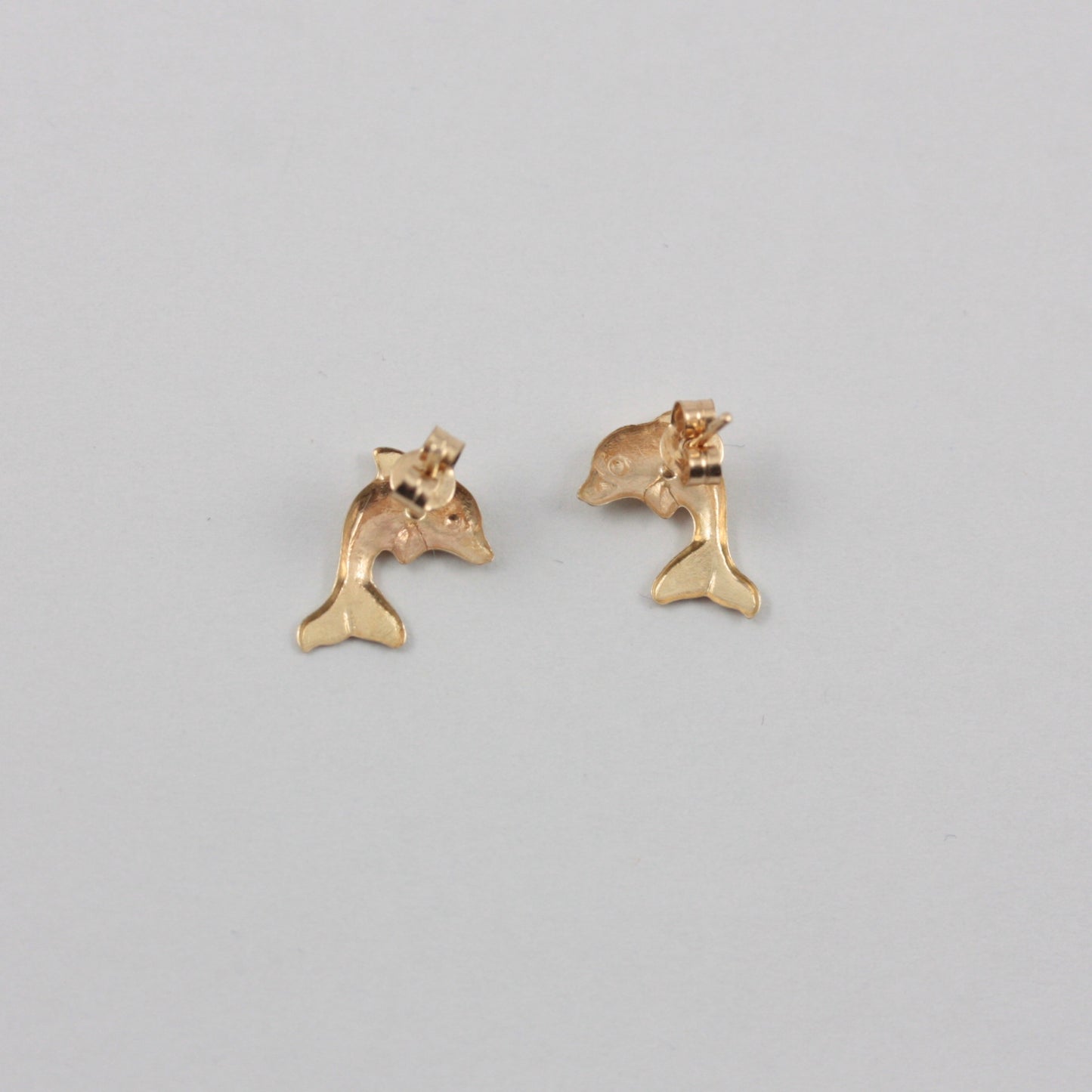 Vintage 9ct Gold Dolphin Stud Earrings, 1980s