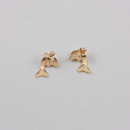 Vintage 9ct Gold Dolphin Stud Earrings, 1980s