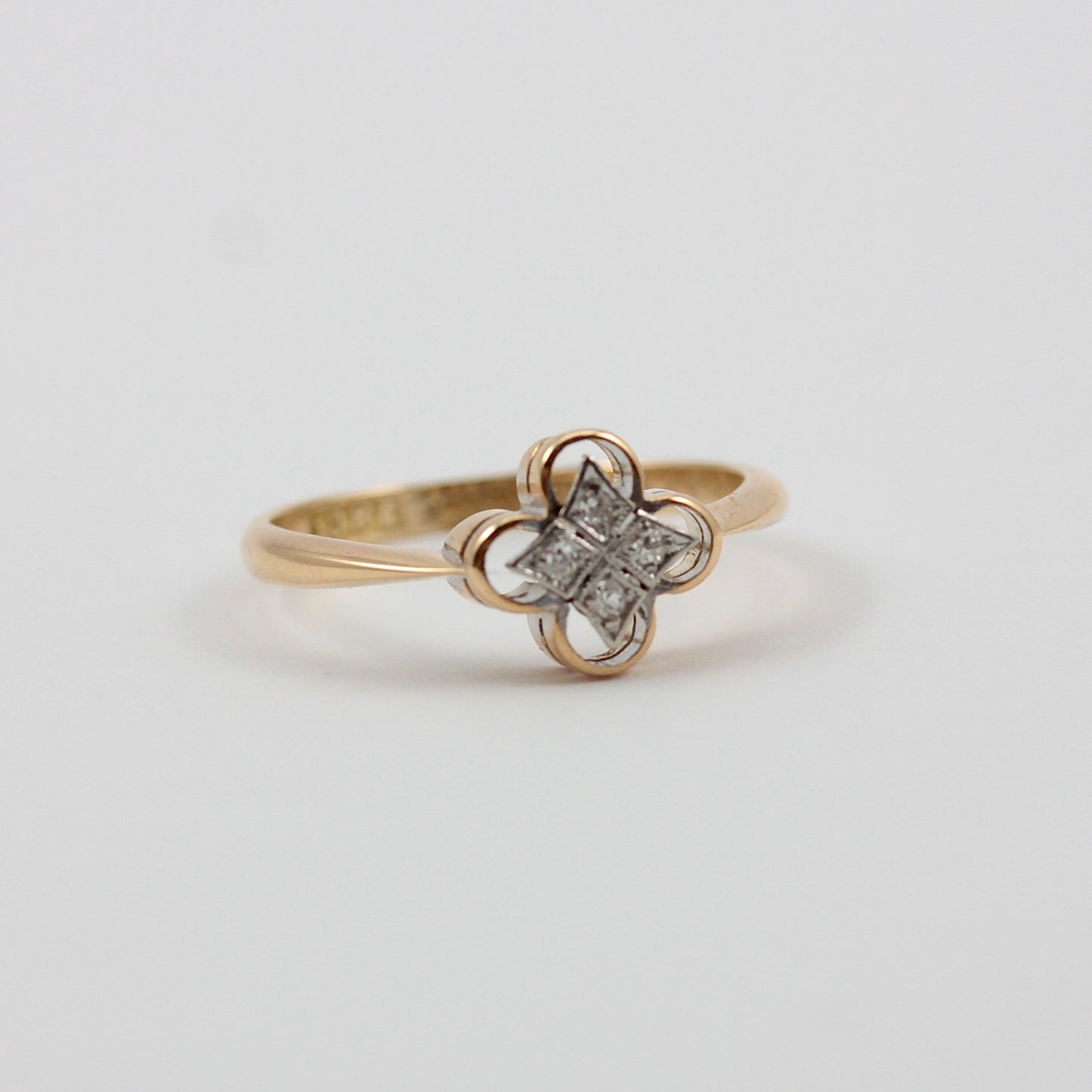 Art Deco 18ct Gold and Diamond Quatrefoil Ring, A.BROS