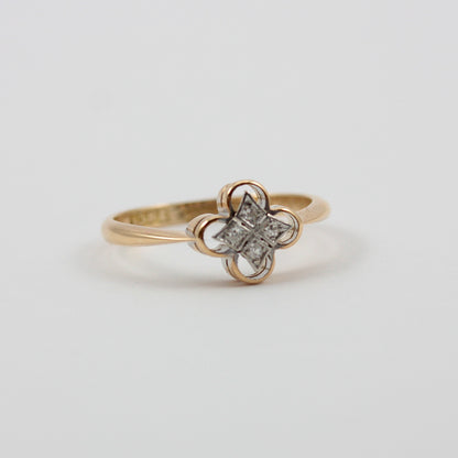 Art Deco 18ct Gold and Diamond Quatrefoil Ring, A.BROS