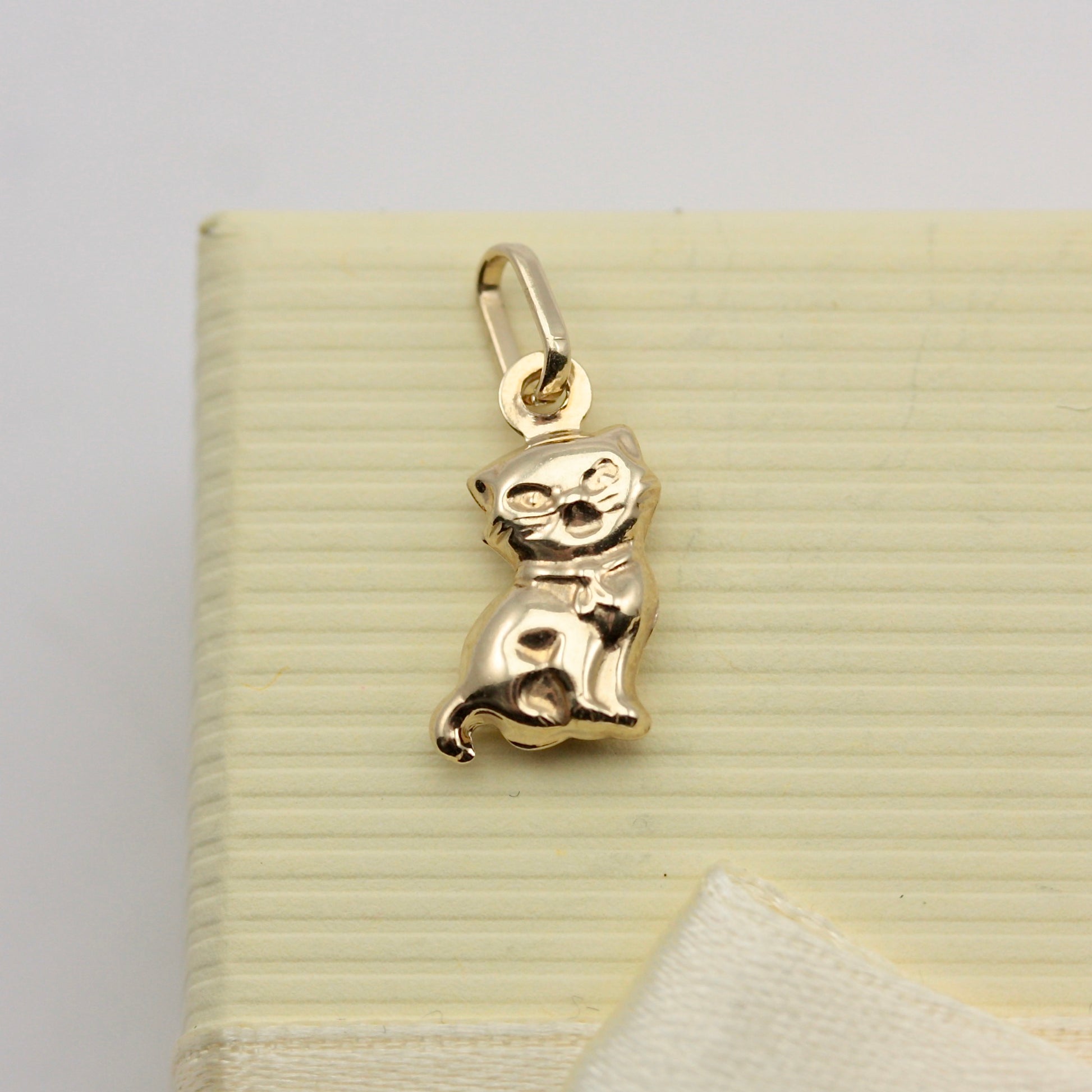 Tiny 9ct Gold Cat Charm