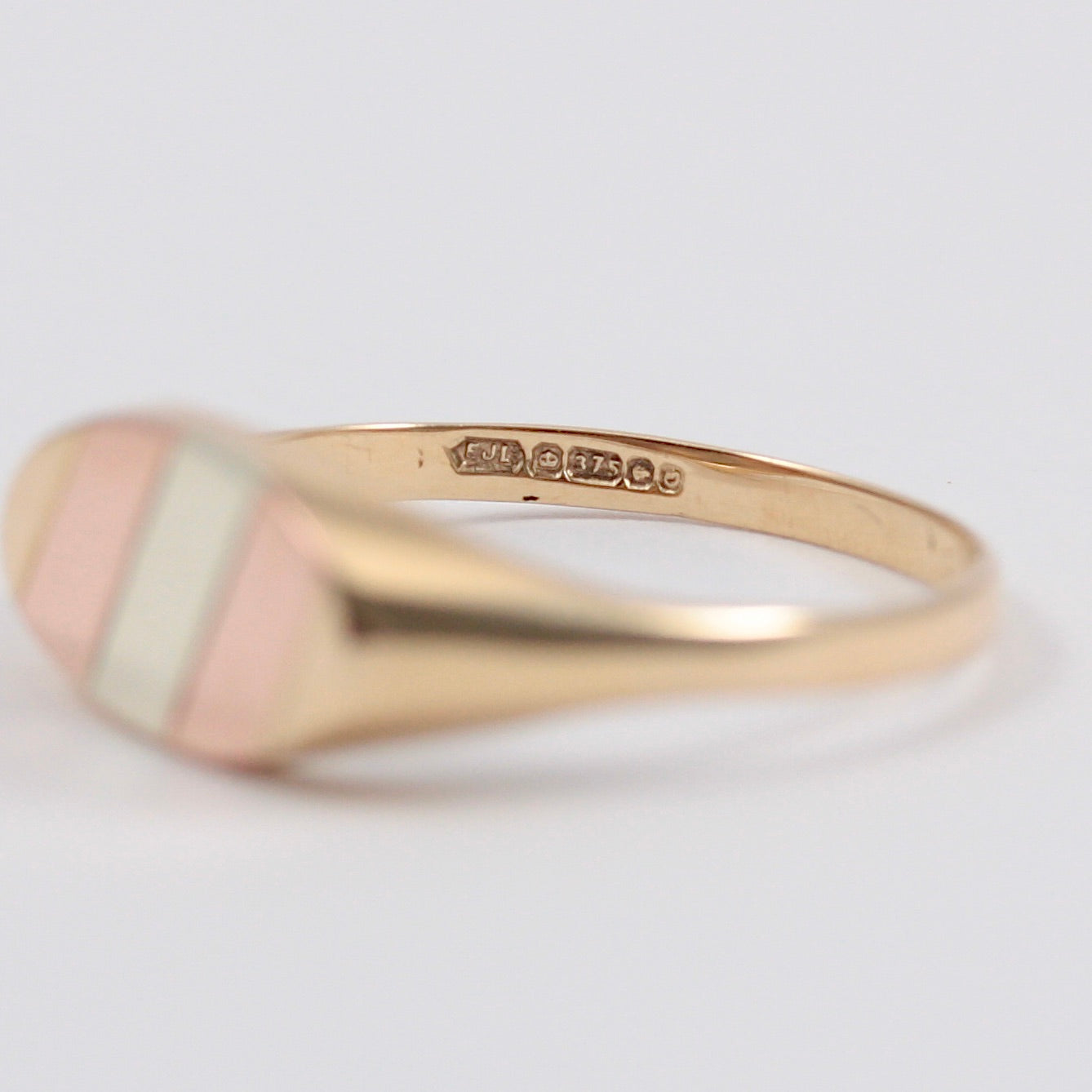 Vintage 9ct Three Colour Gold Signet Ring, 1988