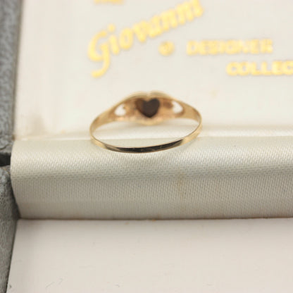 Dainty Vintage 9ct Gold Tiger's Eye Heart Ring, 1984