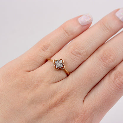 Art Deco 18ct Gold and Diamond Quatrefoil Ring, A.BROS