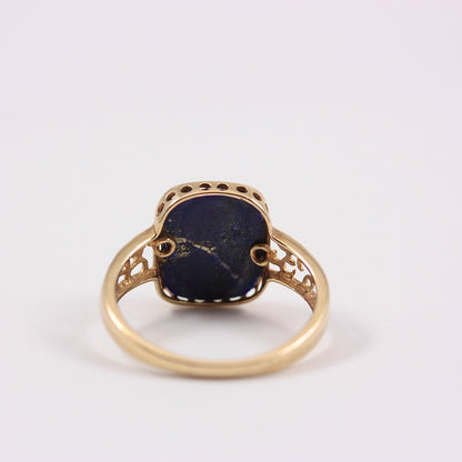Pre-owned 9ct Gold Lapis Lazuli Diamond Filigree Ring