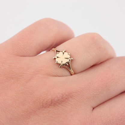 Vintage 9ct Gold Clover / Shamrock Ring, 1995