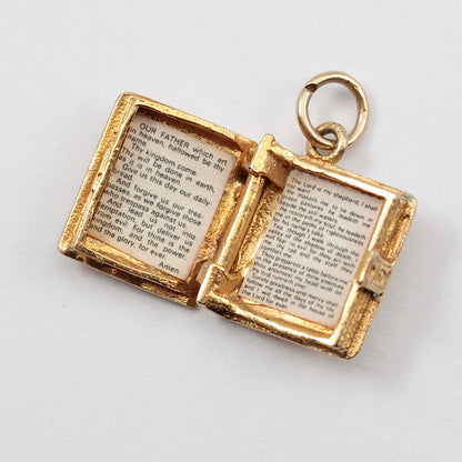 Vintage 9ct Gold Opening Lord's Prayer / Bible Charm, by NUVO, 1972
