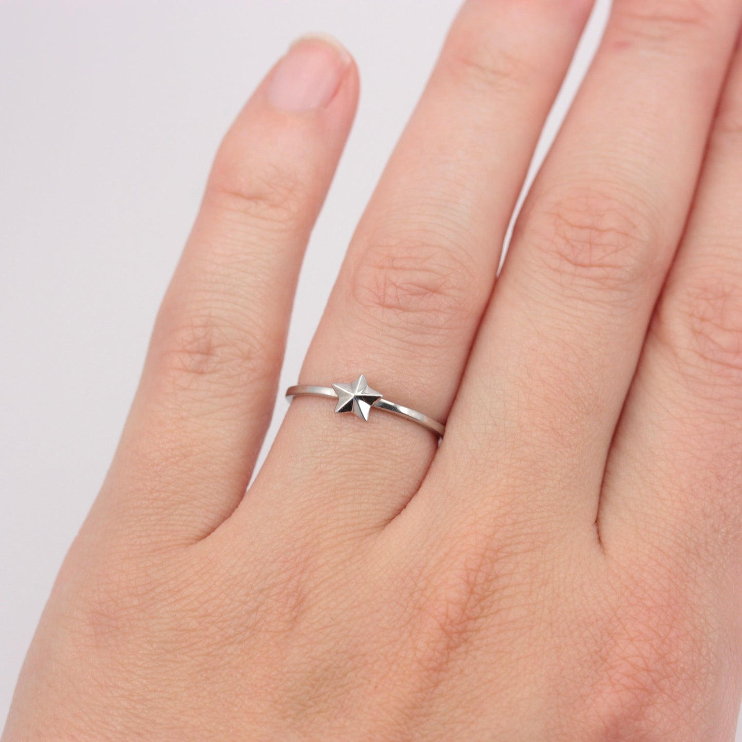 Dainty Pre-owned 9ct White Gold Star Ring, 2015