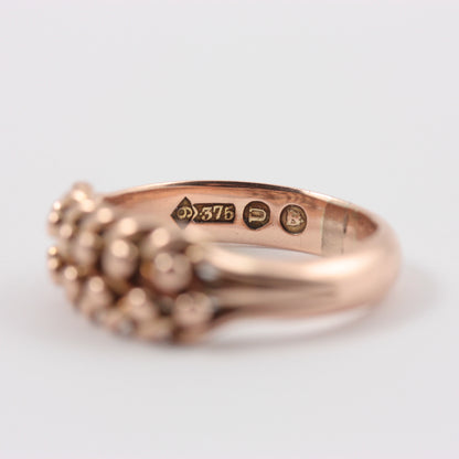 Antique 9ct Gold Two Row Keeper Ring, 1895