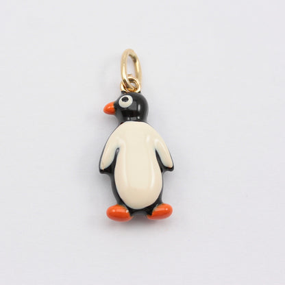 9ct Gold and Enamel Penguin Charm, Italy