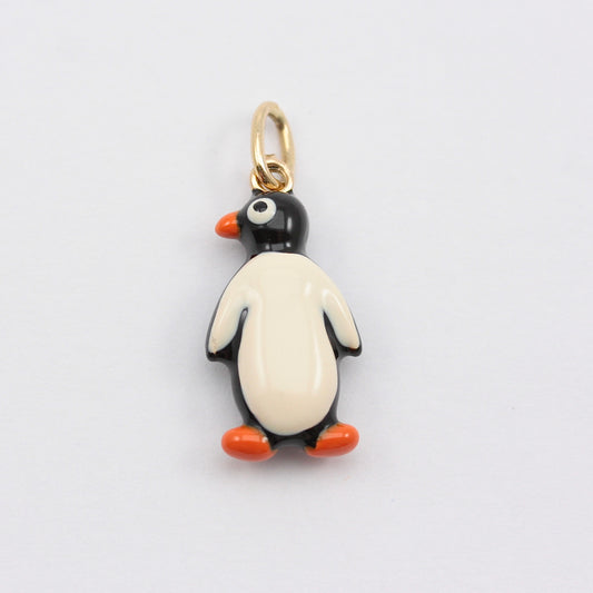 9ct Gold and Enamel Penguin Charm, Italy