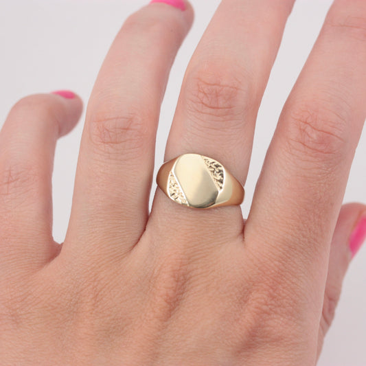 Vintage 9ct Gold Cushion Shaped Signet Ring, 1990