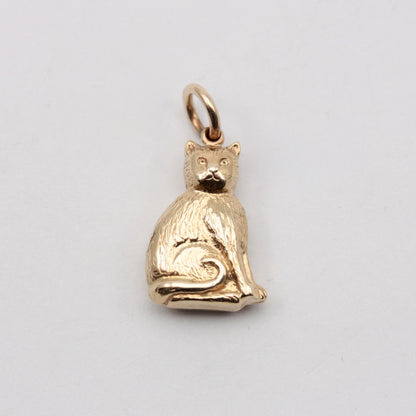 Vintage 9ct Gold Cat Charm, 1957