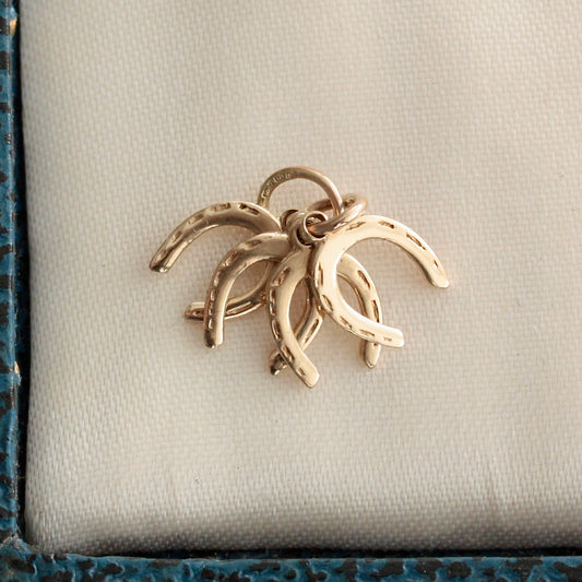 Vintage 9ct Gold Set of Four Horseshoe Charms